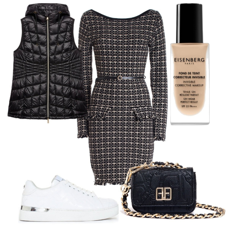 Outfit donna - Mix and Match : casual trendy. Stile Casual chic per Tutti i giorni. Abbinamento con fondotinta, vestiti, marsupi, sneakers, piumini.