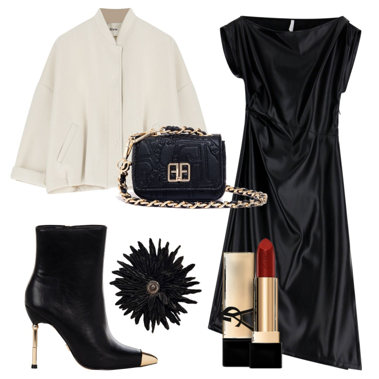 Outfit donna - Total look #1971530. Stile Glamour per Serata fuori. Abbinamento con rossetti, stivaletti, vestiti midi/longuette, marsupi, bomber, anelli.