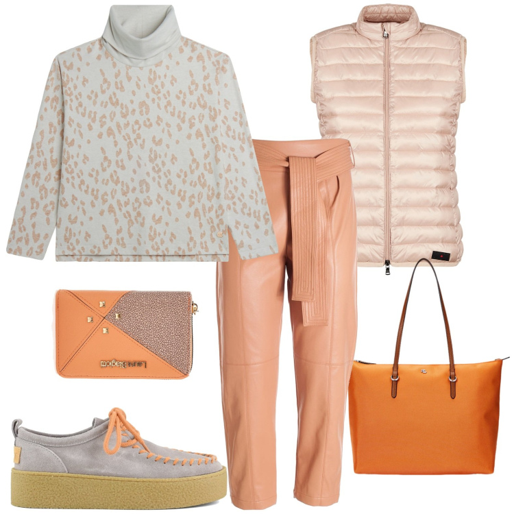 Outfit donna - Total look #1971606. Stile Casual per Tutti i giorni. Abbinamento con pantaloni, felpe, borse tote, piumini, portafogli, mocassini.