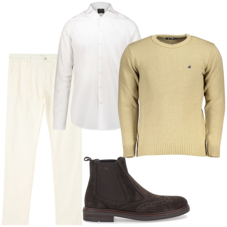 Outfit uomo - Total look #1971881. Stile Urban per Tutti i giorni. Abbinamento con pantaloni chino, camicie, maglieria, stivali e stivaletti.