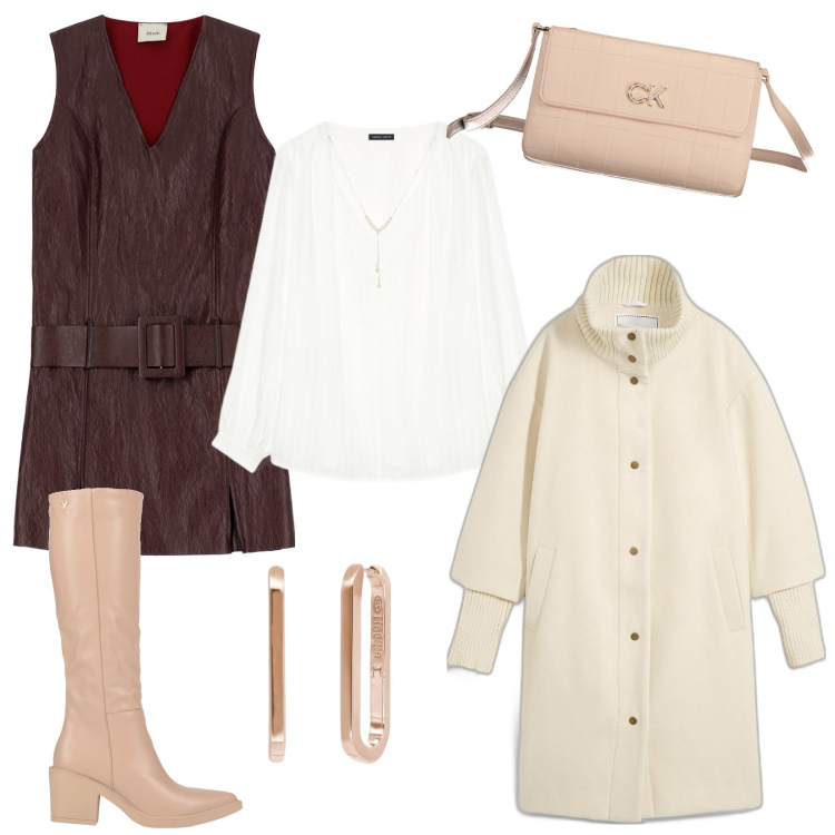 Outfit donna - Lo scamiciato in ecopelle scamosciata. Stile Vintage retrò per Tutti i giorni. Abbinamento con cappotti, stivali, orecchini, vestiti corti, bluse, borse a tracolla.