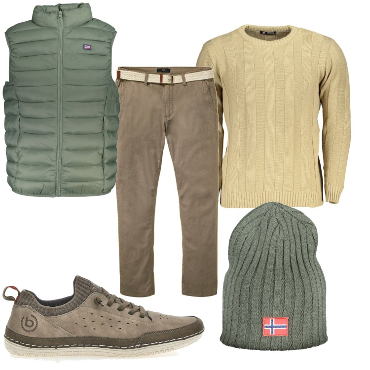 Outfit uomo - Total look #1972298. Stile Trendy per Tutti i giorni. Abbinamento con pantaloni chino, giacche, maglieria, sneakers, berretti.