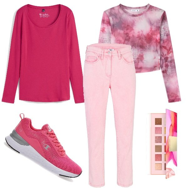 Outfit donna - Regali di compleanno. Stile Trendy per Tutti i giorni. Abbinamento con maglieria, pantaloni, ombretti, t-shirt, sneakers.