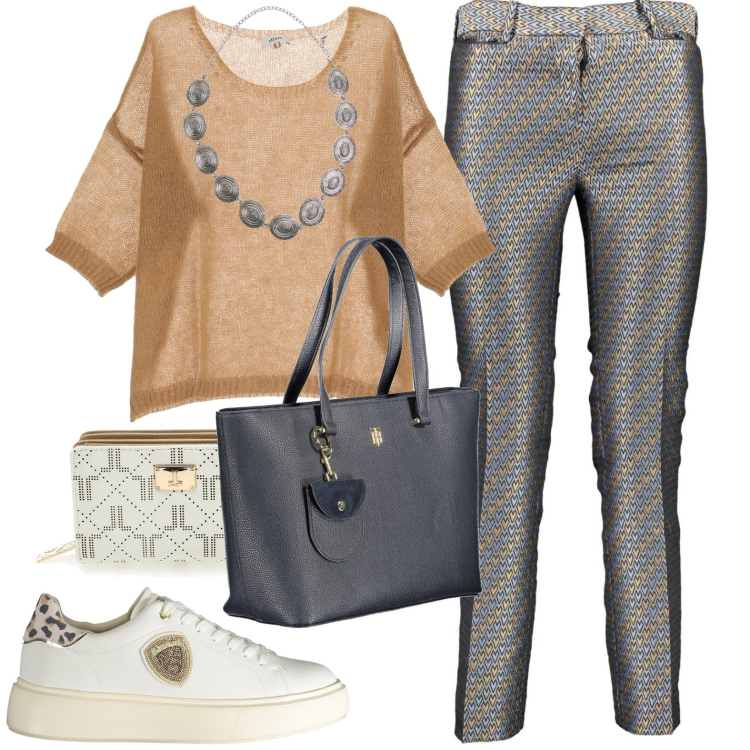Outfit donna - Total look #1972788. Stile Casual per Tutti i giorni. Abbinamento con cinture, pullovers, portafogli, pantaloni, borse a spalla, sneakers.