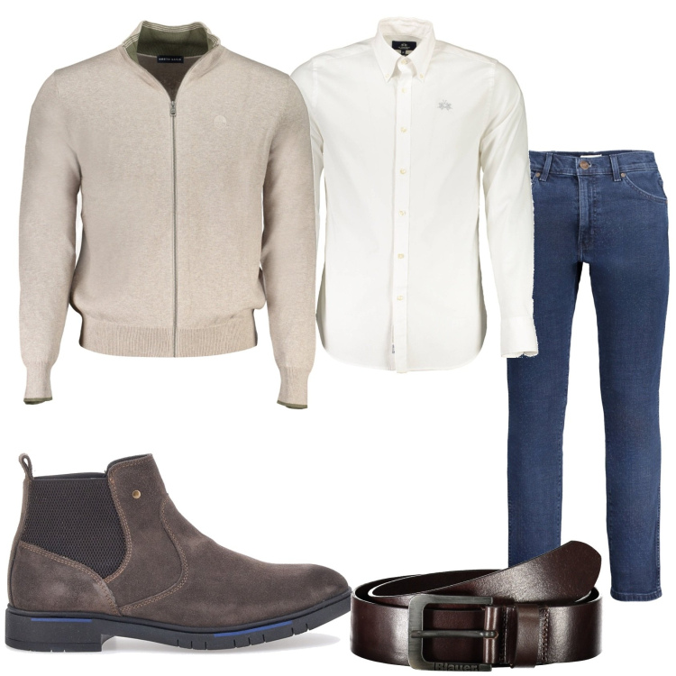 Outfit uomo - Mi guardano solo a me. Stile Trendy per Tutti i giorni. Abbinamento con stivali e stivaletti, cinture, jeans, camicie, cardigans.