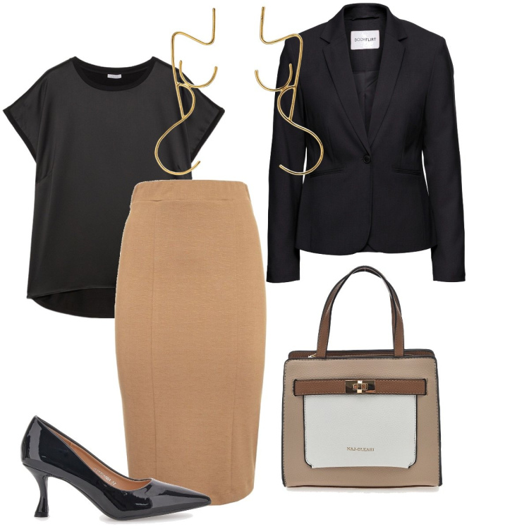 Outfit donna - La gonna a tubino. Stile Bon Ton per Serata fuori. Abbinamento con blazer, gonne lunghe, orecchini, décolleté, borse a mano, bluse.