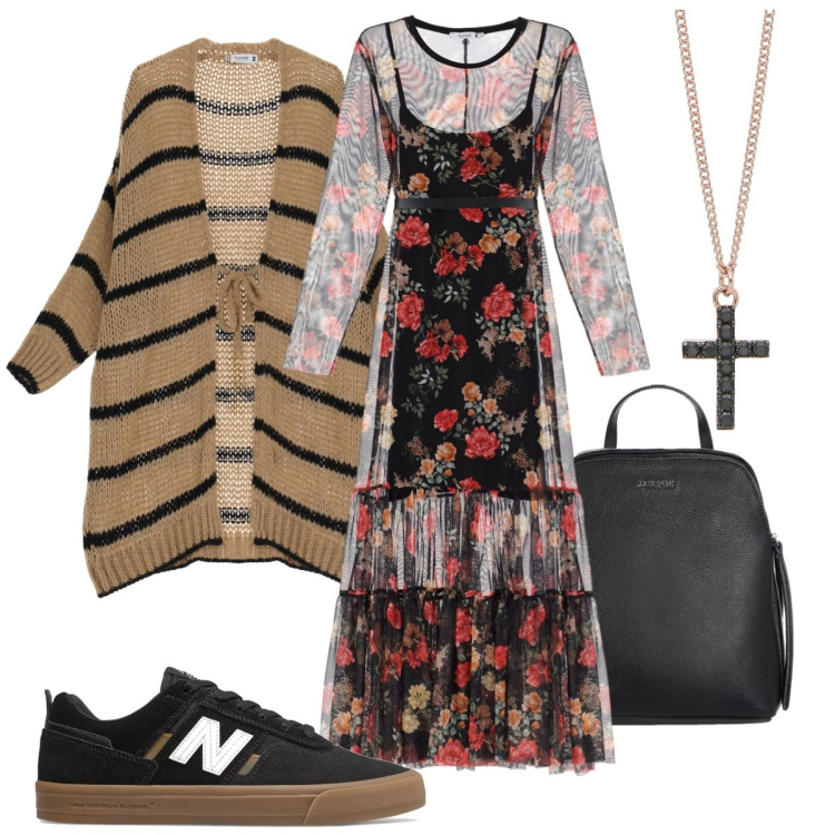 Outfit donna - Total look #1973101. Stile Sporty chic per Tutti i giorni. Abbinamento con collane, sneakers, vestiti lunghi, cardigans, zaini.