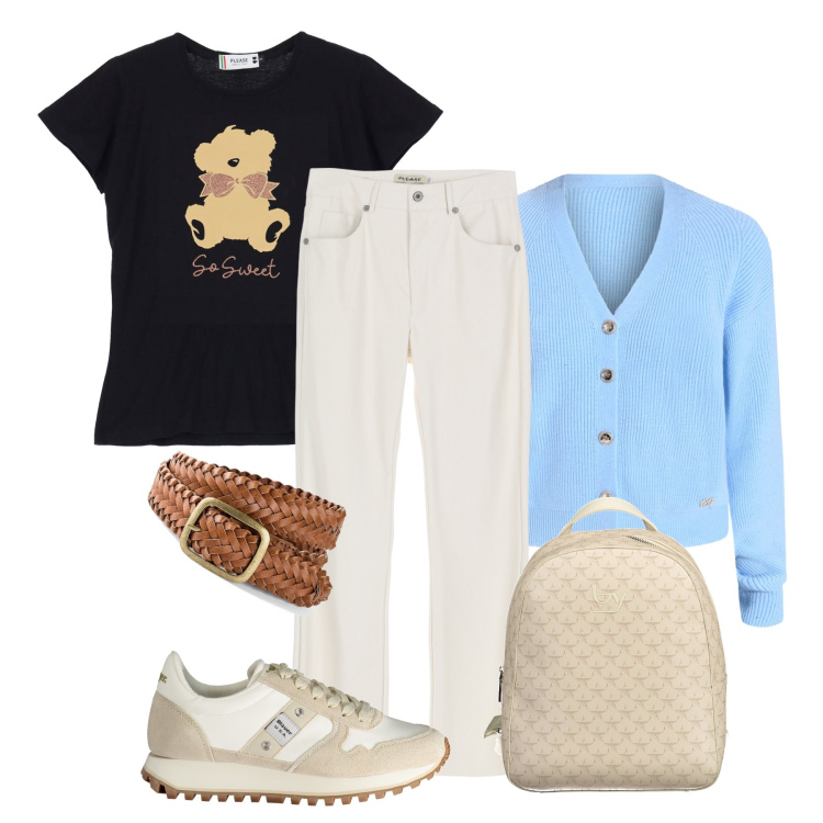 Outfit donna - Semplicemente il cardigan. Stile Casual per Tutti i giorni. Abbinamento con cinture, cardigans, t-shirt, pantaloni, zaini, sneakers.