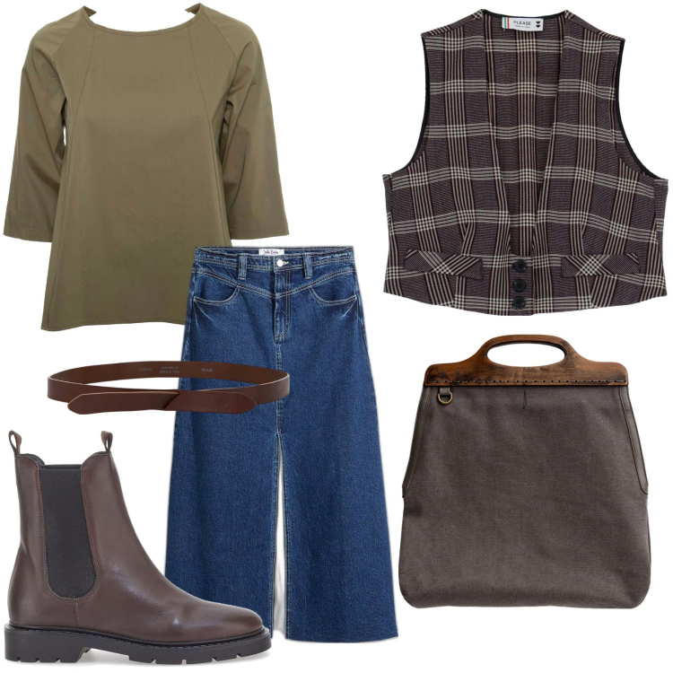 Outfit donna - Country. Stile Etnico per Tutti i giorni. Abbinamento con gonne lunghe, gilet, cinture, borse a tracolla, bluse, stivaletti.