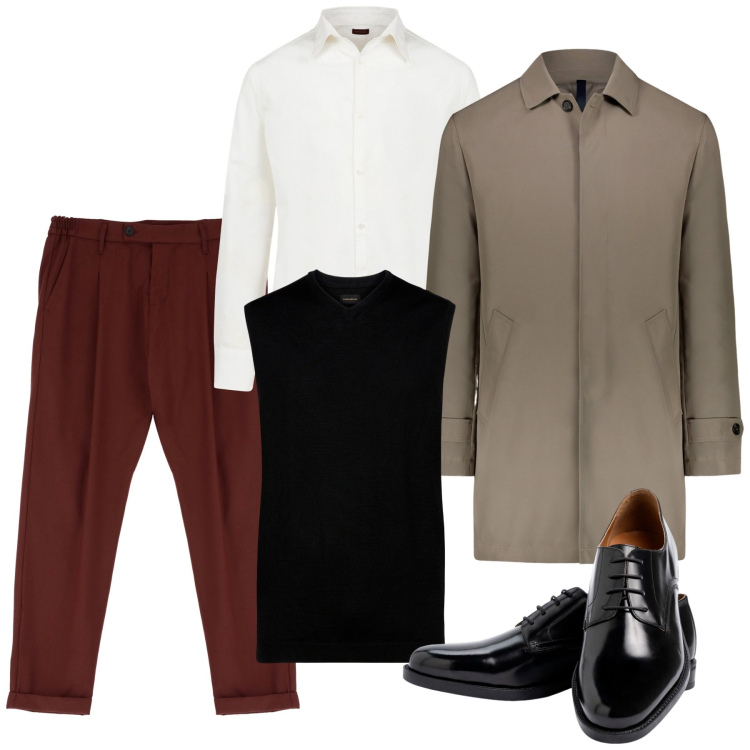 Outfit uomo - Elegante ad ottobre. Stile Business/Elegante per Serata speciale. Abbinamento con pantaloni, scarpe stringate, camicie, gilet, giacche.