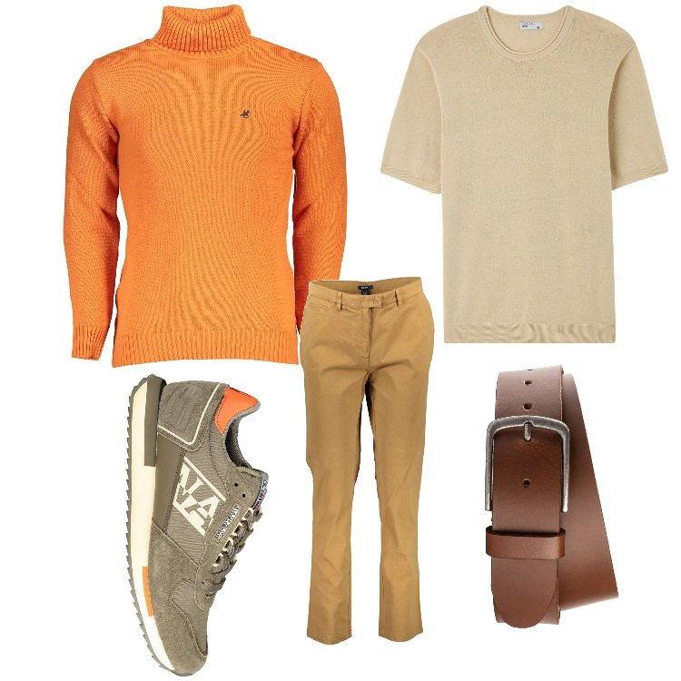 Outfit uomo - Vivace. Stile Casual per Tutti i giorni. Abbinamento con cinture, t-shirt, pantaloni, maglieria, sneakers.