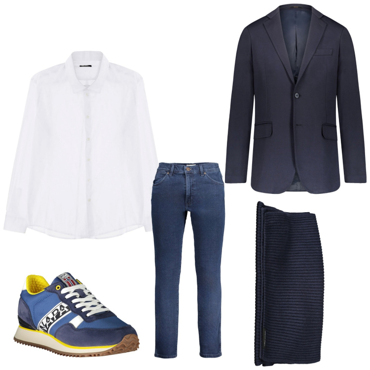 Outfit uomo - Un superclassico. Stile Business/Elegante per Serata speciale. Abbinamento con camicie, giacche, sciarpe, sneakers, jeans.