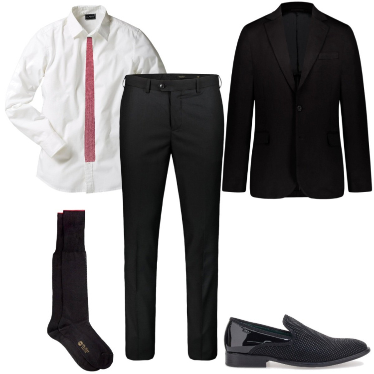 Outfit uomo - Stile elegante. Stile Business/Elegante per Serata speciale. Abbinamento con camicie, scarpe stringate, giacche, calzini, pantaloni, cravatte.