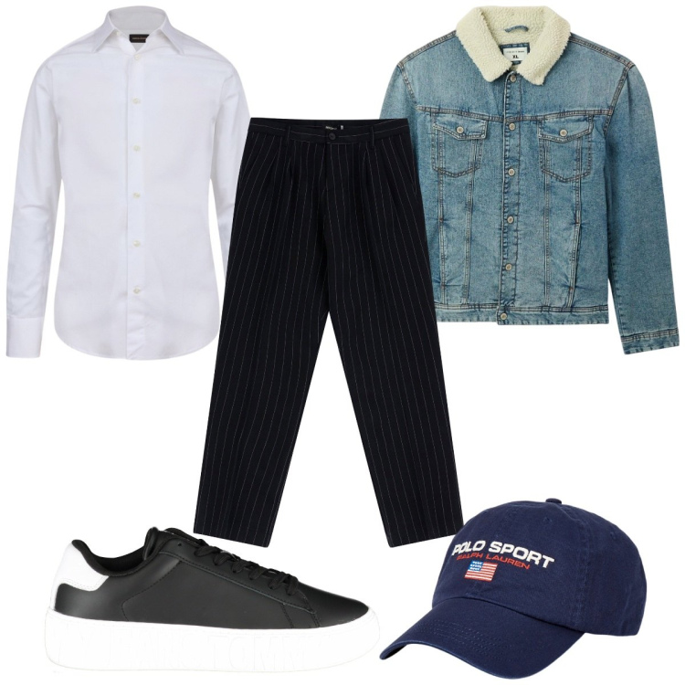 Outfit uomo - Total look #1973692. Stile Trendy per Tutti i giorni. Abbinamento con giacche, pantaloni, berretti, camicie, sneakers.