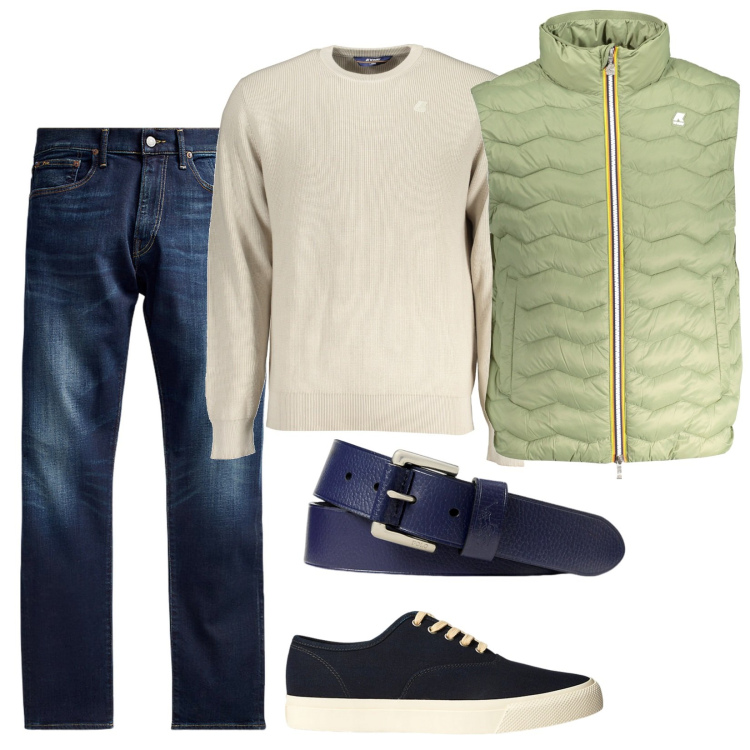 Outfit uomo - Lo smanicato must have per l autunno. Stile Casual per Tutti i giorni. Abbinamento con sneakers, jeans, cinture, maglieria, giacche.