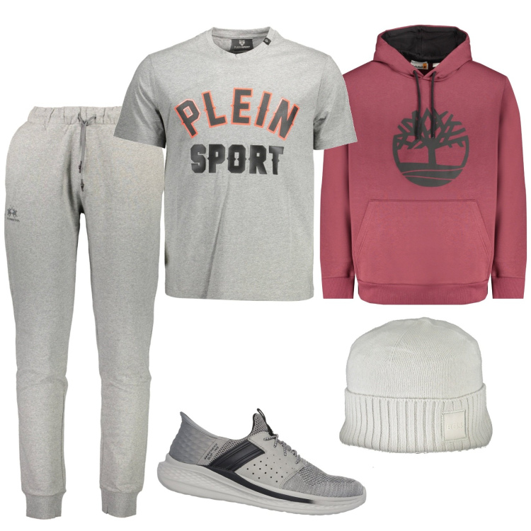 Outfit uomo - Sempre di corsa. Stile Casual per Sport. Abbinamento con sneakers, felpe con cappuccio, pantaloni, berretti, t-shirt.