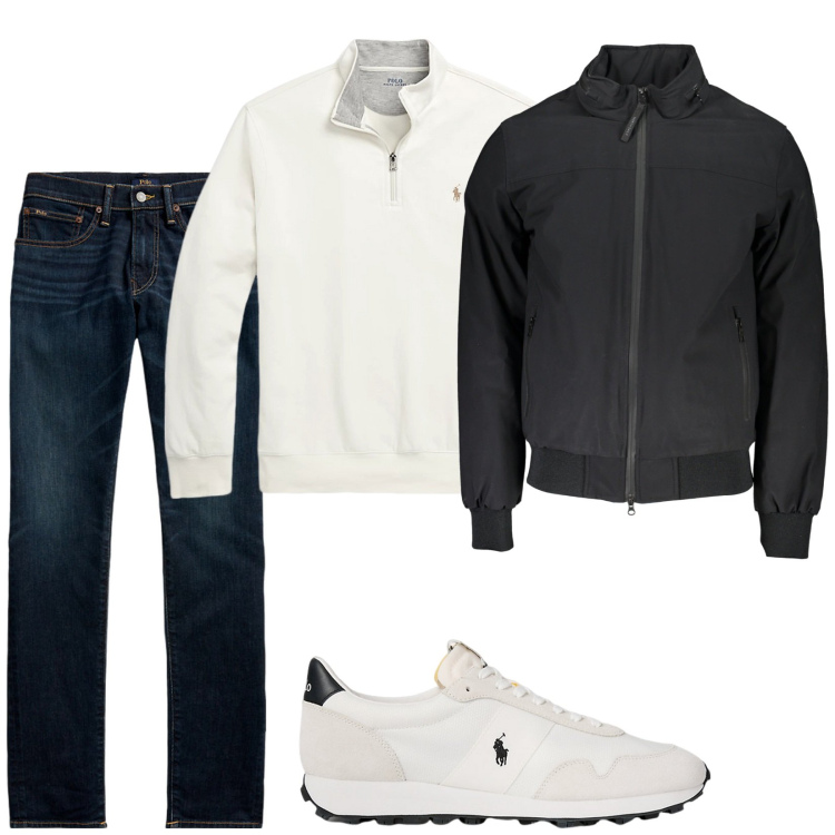 Outfit uomo - Total look #1973770. Stile Casual per Tutti i giorni. Abbinamento con pullovers, sneakers, jeans skinny, giacche.