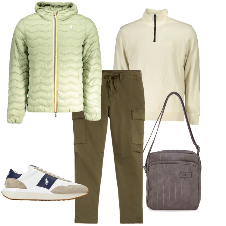 Outfit uomo - A raccogliere funghi. Stile Casual per Tutti i giorni. Abbinamento con sneakers, pantaloni cargo, portafogli, giacche, felpe.