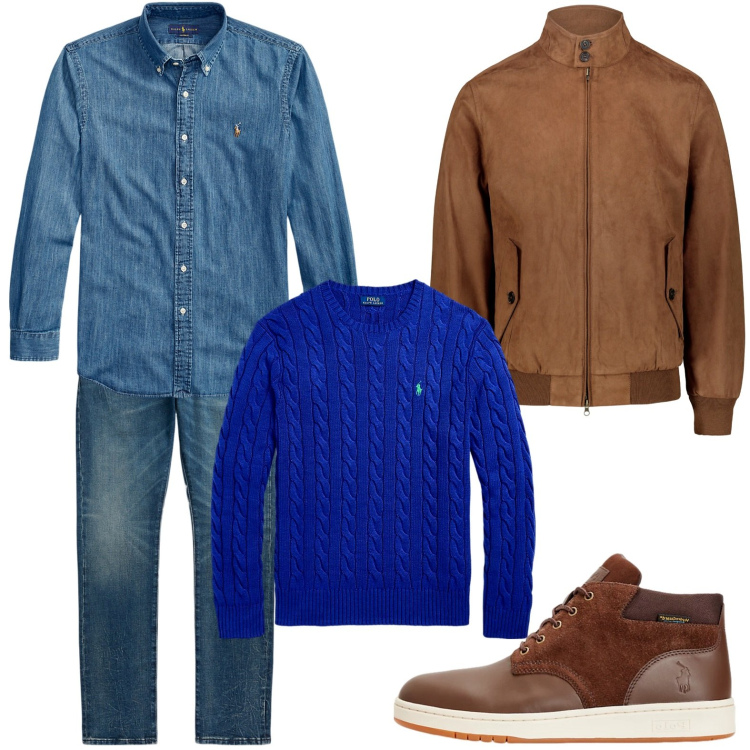 Outfit uomo - Vibrante blu royal. Stile Urban per Tutti i giorni. Abbinamento con maglieria, camicie, jeans, stivali, giacche.