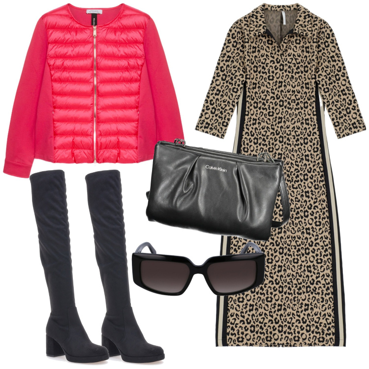 Outfit donna - Il giusto peso. Stile Chic per Tutti i giorni. Abbinamento con vestiti midi/longuette, stivali, piumini, occhiali da sole, borse a mano.