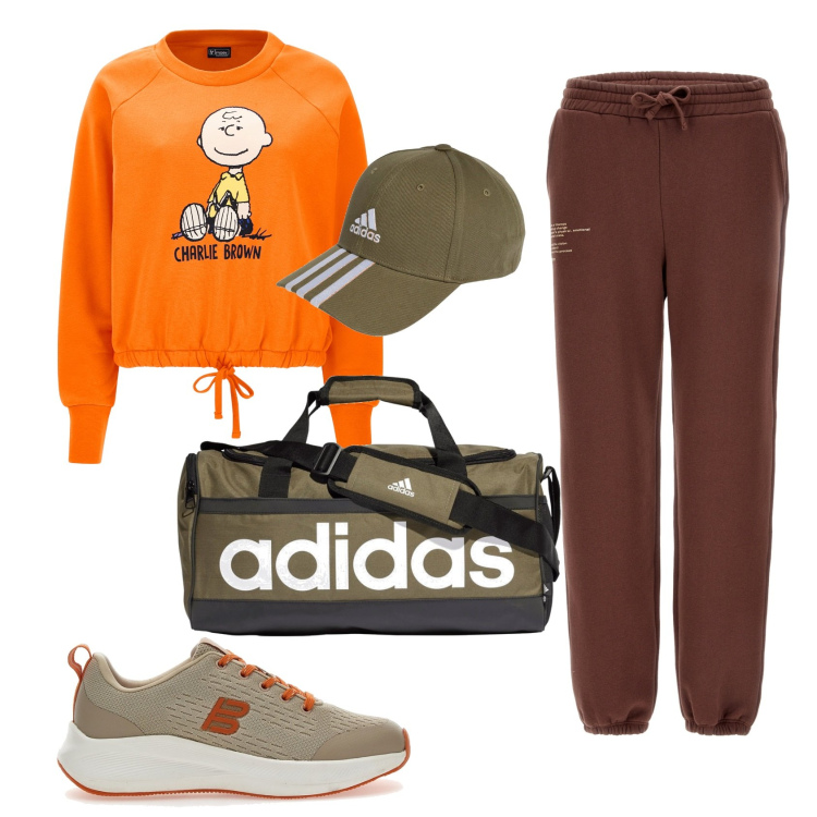 Outfit donna - Energy. Stile Casual per Sport. Abbinamento con pantaloni sportivi, felpe, cappelli con visiera, sneakers, borse sportive.