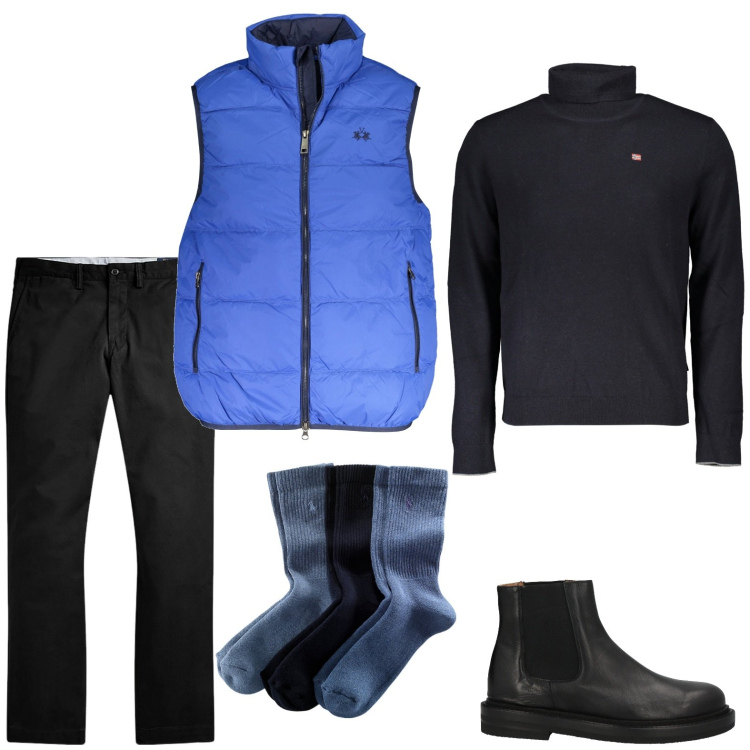 Outfit uomo - Dolcevita avvolgente. Stile Trendy per Tutti i giorni. Abbinamento con stivali e stivaletti, calzini, pantaloni, maglieria, giacche.