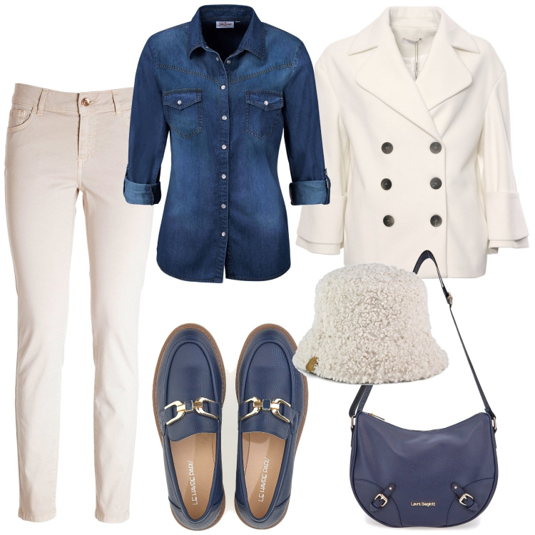 Outfit donna - Il cappellino cool. Stile Casual per Ufficio. Abbinamento con camicie, cappotti, jeans skinny, mocassini, borse a tracolla, cappelli.