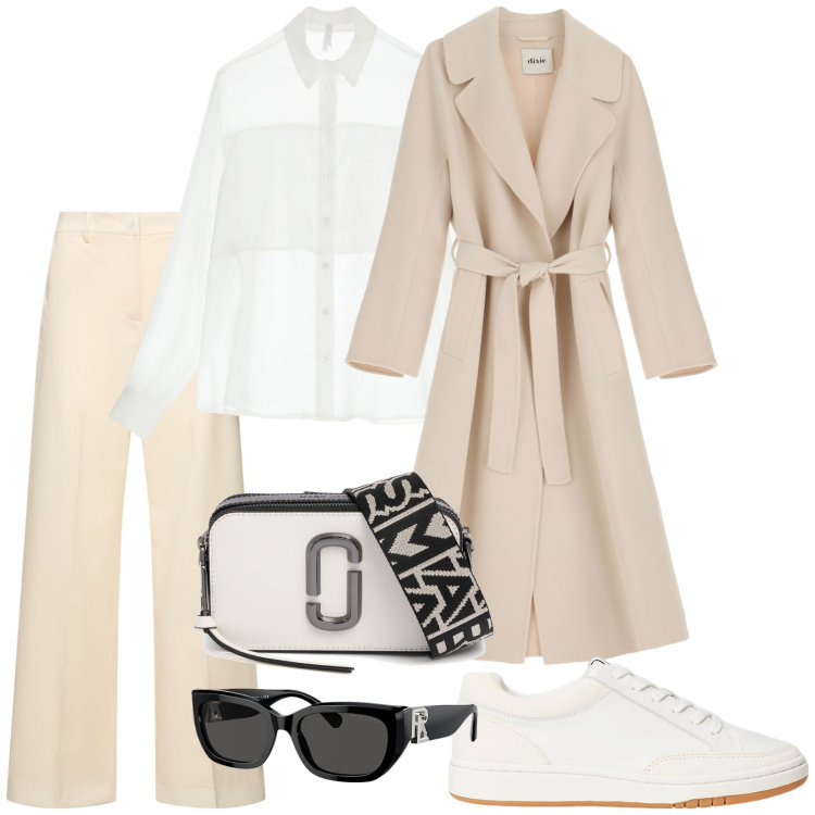 Outfit donna - Total look #1974155. Stile Casual per Scuola/Università. Abbinamento con camicie, occhiali da sole, sneakers, cappotti, pantaloni, borse a spalla.