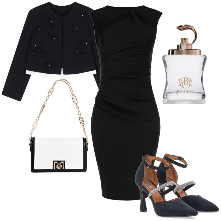 Outfit donna - Total look #1974239. Stile Chic per Serata fuori. Abbinamento con profumi, vestiti a tubino, borse a tracolla, blazer, décolleté.