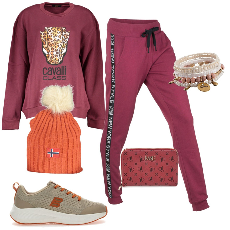 Outfit donna - Total look #1974262. Stile Casual per Tutti i giorni. Abbinamento con pantaloni, braccialetti, sneakers, felpe, portafogli, berretti.