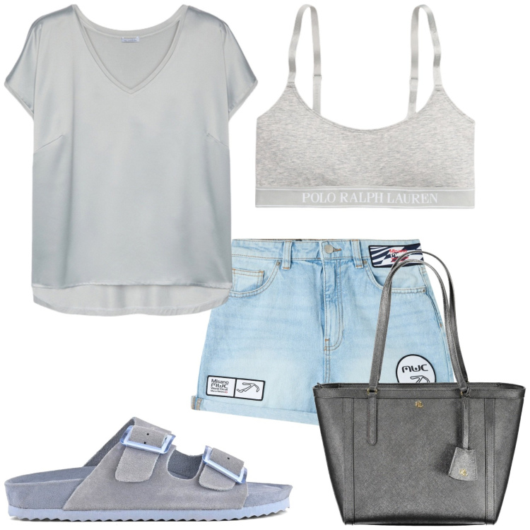Outfit donna - Shorts per la giornata. Stile Casual per Tutti i giorni. Abbinamento con shorts, canottiere, sandali, t-shirt, borse a spalla.