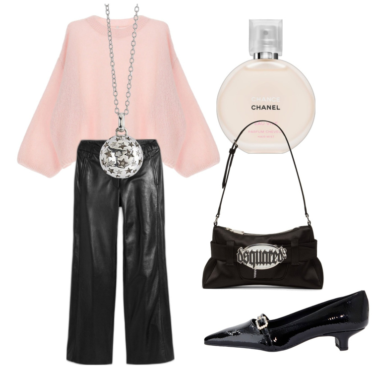 Outfit donna - Total look #1974450. Stile Trendy per Tutti i giorni. Abbinamento con pantaloni, profumi, ciondoli, pullovers, ballerine, pochette.