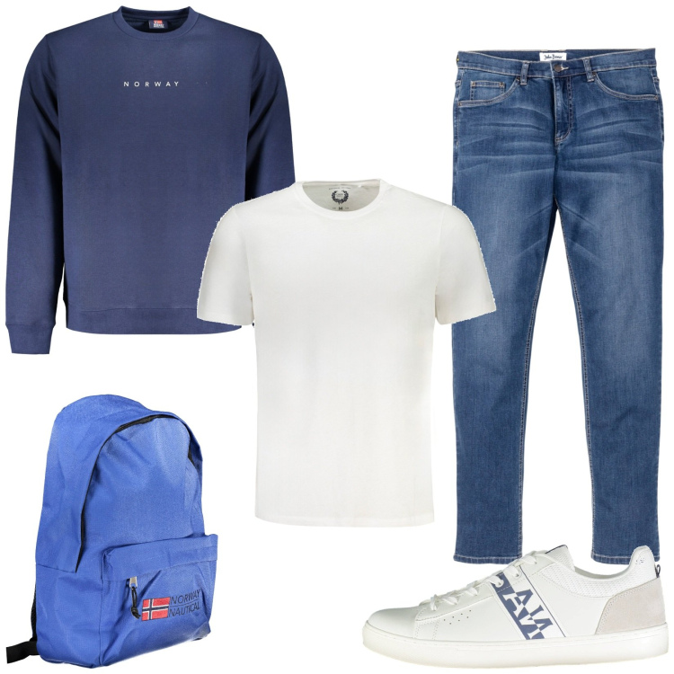 Outfit uomo - Approfitta gli sconti. Stile Casual per Tutti i giorni. Abbinamento con jeans, borse sportive, felpe, t-shirt, sneakers.