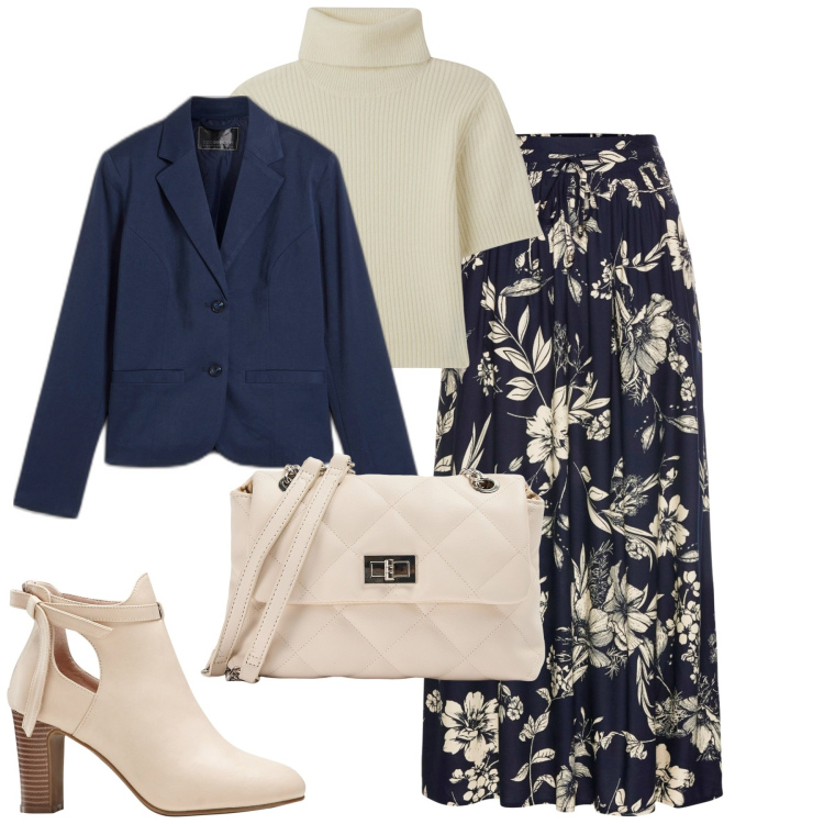 Outfit donna - City. Stile Urban per Tutti i giorni. Abbinamento con gonne lunghe, stivaletti, blazer, maglieria, borse a spalla.