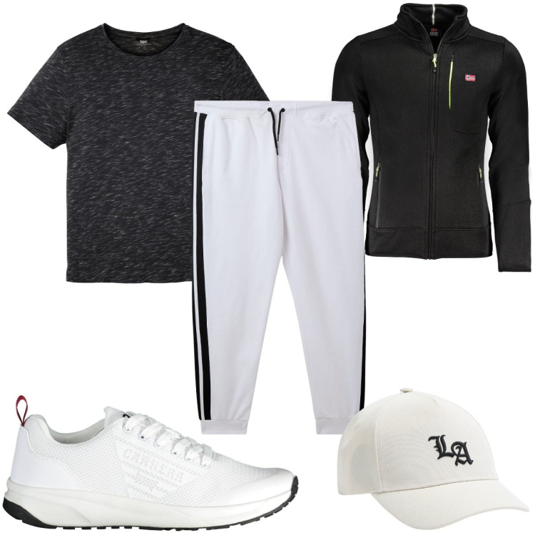 Outfit uomo - Total look #1974712. Stile Trendy per Sport. Abbinamento con t-shirt, cappelli, pantaloni, felpe, sneakers.