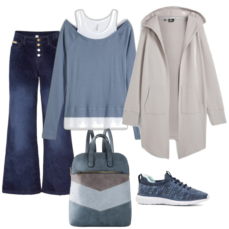 Outfit donna - La comoda giacca in felpa. Stile Casual per Tutti i giorni. Abbinamento con blazer, sneakers, maglieria, pantaloni, zaini.