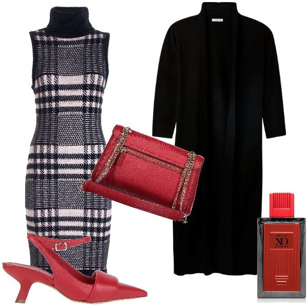 Outfit donna - Curvy. Stile Bon Ton per Tutti i giorni. Abbinamento con décolleté, profumi, cardigans, vestiti senza maniche, borse a spalla.