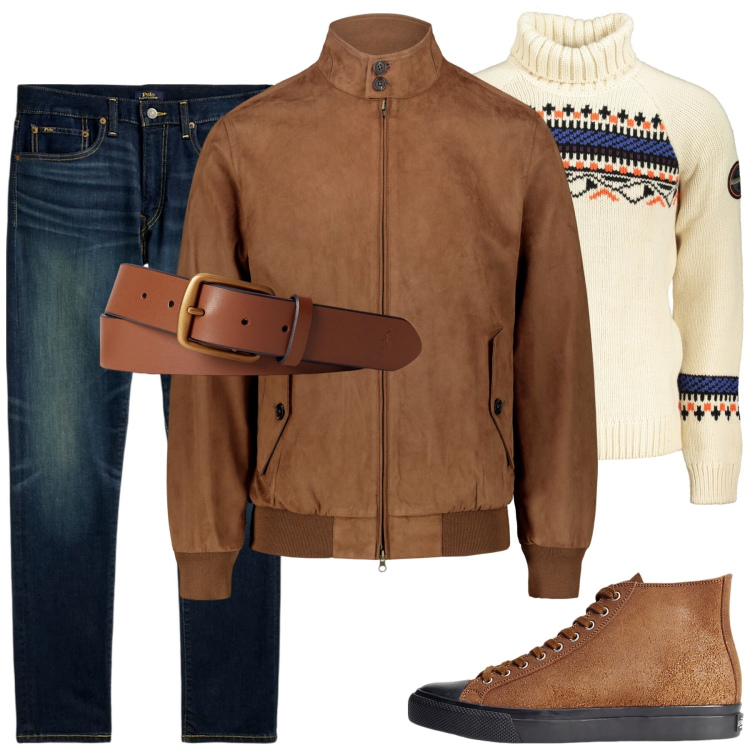 Outfit uomo - Total look #1975117. Stile Casual per Tutti i giorni. Abbinamento con sneakers, cinture, jeans, giacche, maglieria.