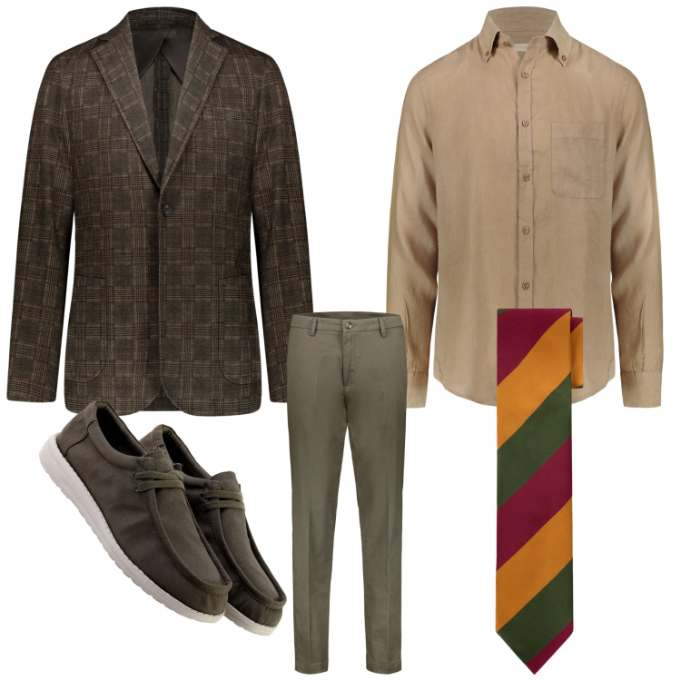 Outfit uomo - La call. Stile Business/Elegante per Ufficio. Abbinamento con giacche, scarpe stringate, camicie, pantaloni chino, cravatte.