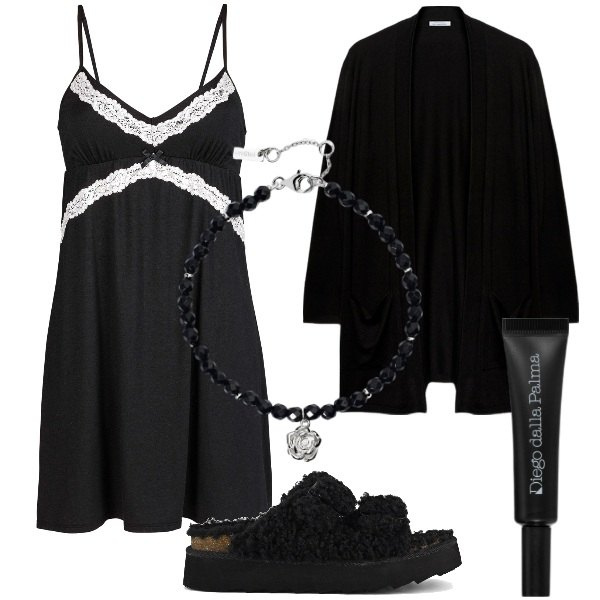 Outfit donna - Notte sexy. Stile Sexy per Tutti i giorni. Abbinamento con vestaglie, correttori, braccialetti, sandali, cardigans.