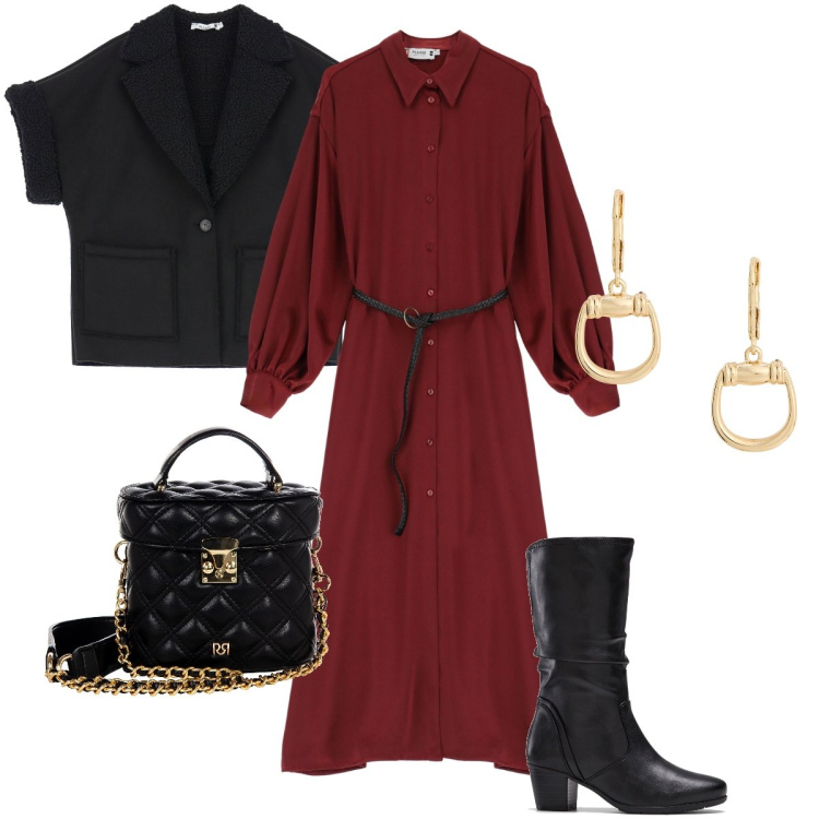 Outfit donna - Il coat teddy. Stile Trendy per Serata fuori. Abbinamento con stivali, borse a mano, vestiti lunghi, blazer, orecchini.
