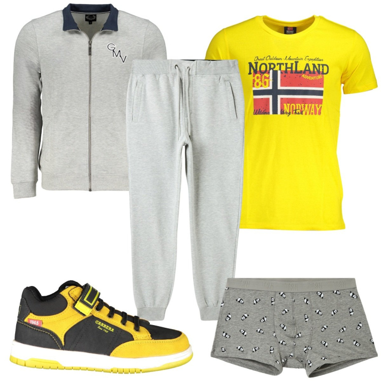 Outfit uomo - Total look #1975472. Stile Trendy per Sport. Abbinamento con boxer, pantaloni, sneakers, felpe, t-shirt.