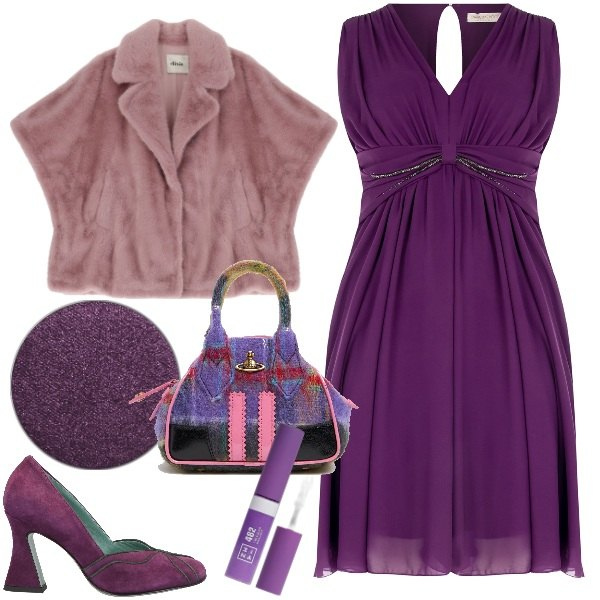 Outfit donna - Uscire il 31 ottobre. Stile Glamour per Serata fuori. Abbinamento con décolleté, mascara, ombretti, vestiti midi/longuette, blazer, borse a mano.