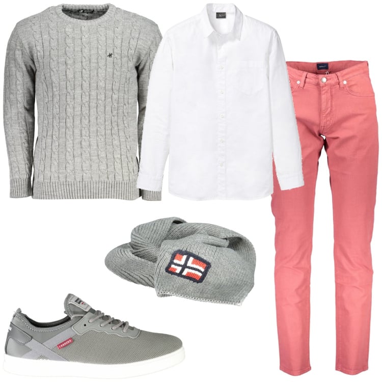 Outfit uomo - Total look #1975750. Stile Casual per Tutti i giorni. Abbinamento con camicie, pantaloni, sciarpe, sneakers, maglieria.