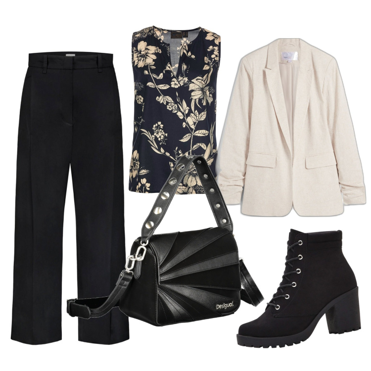 Outfit donna - La giacca beige. Stile Glamour per Serata fuori. Abbinamento con top, stivaletti, blazer, pantaloni, borse a spalla.