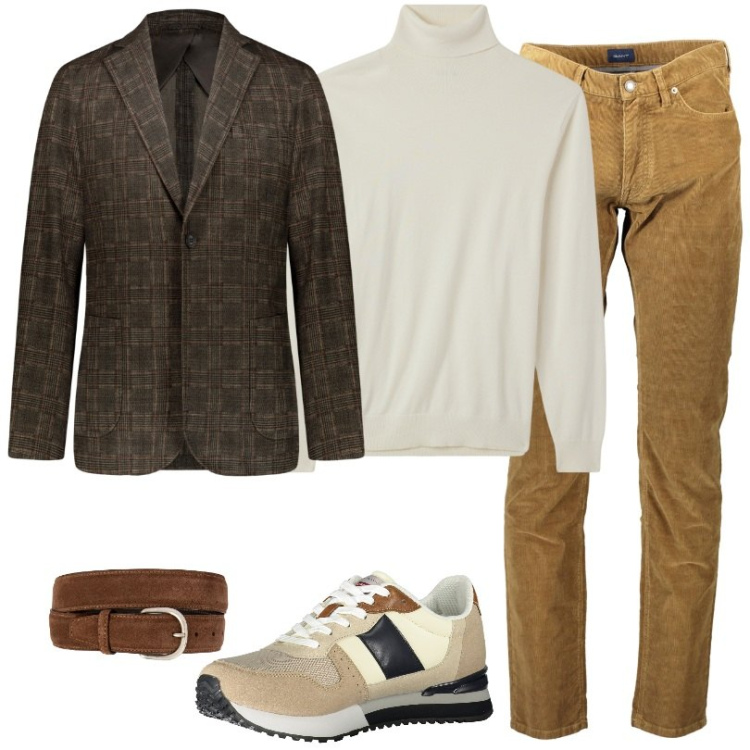Outfit uomo - Total look #1975858. Stile Business/Elegante per Ufficio. Abbinamento con maglieria, giacche, cinture, pantaloni, sneakers.
