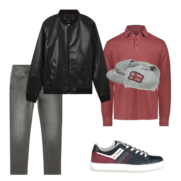Outfit uomo - Giubbotto eco. Stile Casual per Tutti i giorni. Abbinamento con bomber, jeans skinny, sneakers, sciarpe, polo.