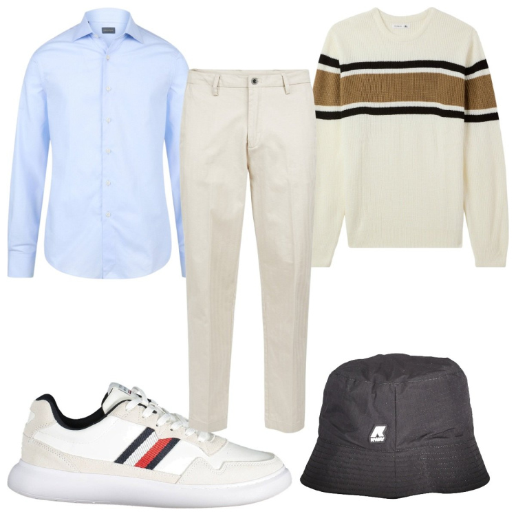 Outfit uomo - Total look #1976068. Stile Trendy per Tutti i giorni. Abbinamento con maglieria, pantaloni, sneakers, camicie, cappelli.