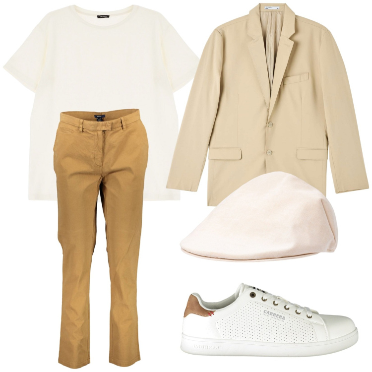 Outfit uomo - Total look #1976101. Stile Trendy per Serata speciale. Abbinamento con giacche, t-shirt, cappelli e berretti, pantaloni, sneakers.