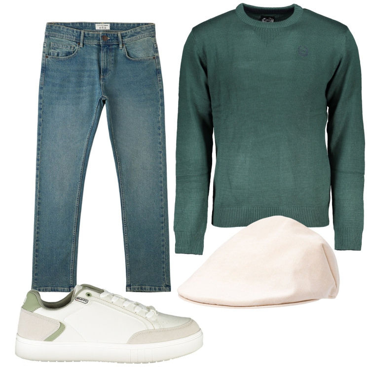 Outfit uomo - Total look #1976145. Stile Casual per Tutti i giorni. Abbinamento con jeans, cappelli e berretti, maglieria, sneakers.